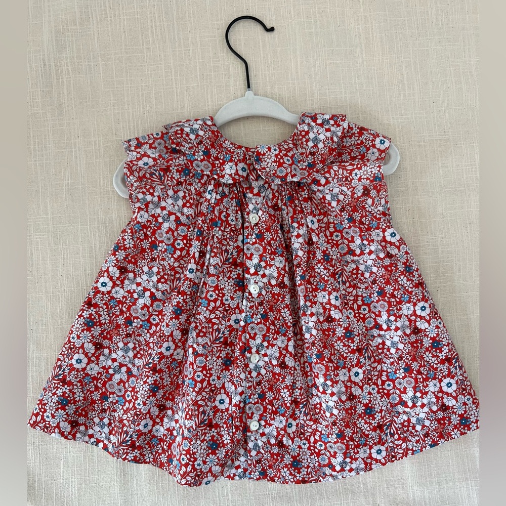 Jacadi Red and White Floral Baby Dress